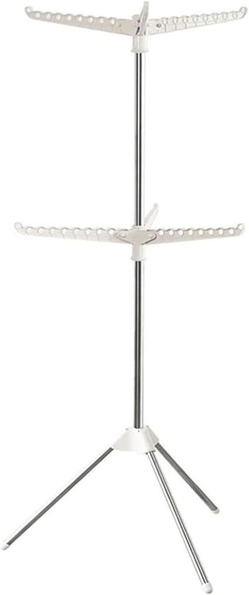 Zilveren kledingrek met 360 graden draaibare armen, 160 cm hoog