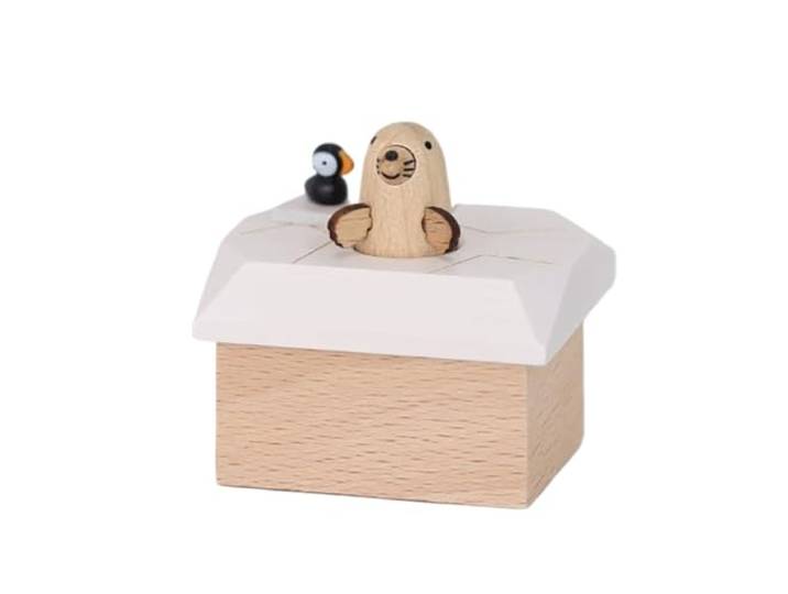 VNCdfhETs Dekorative Spieluhr Holz-Spieluhr, Kleiner Phonograph Mit Klappdeckel, Desktop-Ornament Musikalisches Erinnerungsstück(Light Brown1)