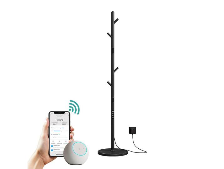 Emke Handtuchheizkörper elektrisch freistehend 100W, Schwarz, Metall, 100 W, 32x150x32 cm, Elektrogeräte, Heizgeräte, Heizstrahler