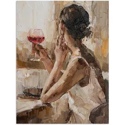 POSTER Ölgemälde - Frau - Wein Deko Wohnzimmer 60x80 cm