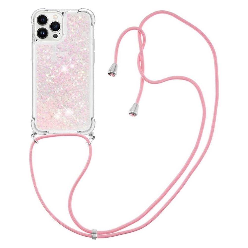 Cover-Discount iPhone 15 Pro - Glitzer Hülle mit Umhängeband rosa (Apple iPhone 15 Pro) (660146491G)