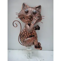 Dachrinnen- und Zaunfigur Katze, Kupferlook, Dachfigur