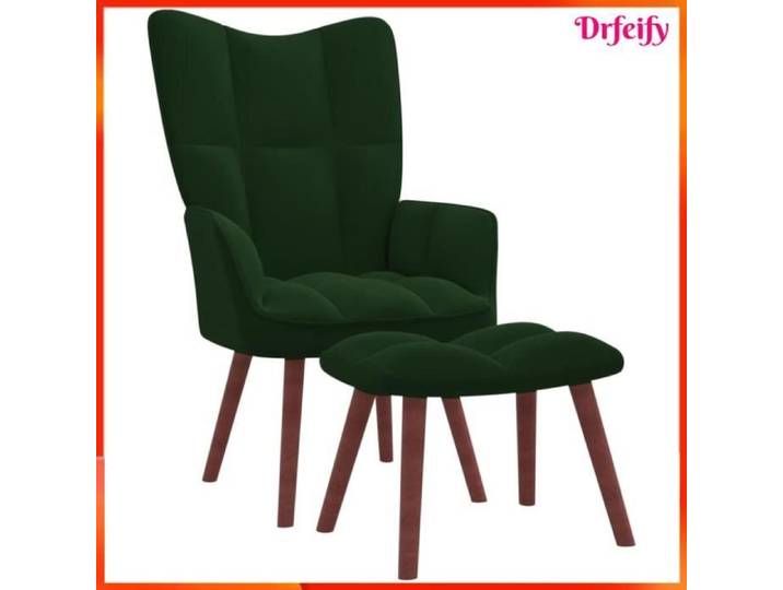 Ayhao Chaise de relaxation avec repose-pied Vert foncé Velours AB328064 123456