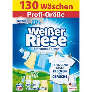 Weißer-Riese Waschmittel Universal Vollwaschmittel, Pulver, gegen Flecken, 6,5 kg, Waschladungen 130