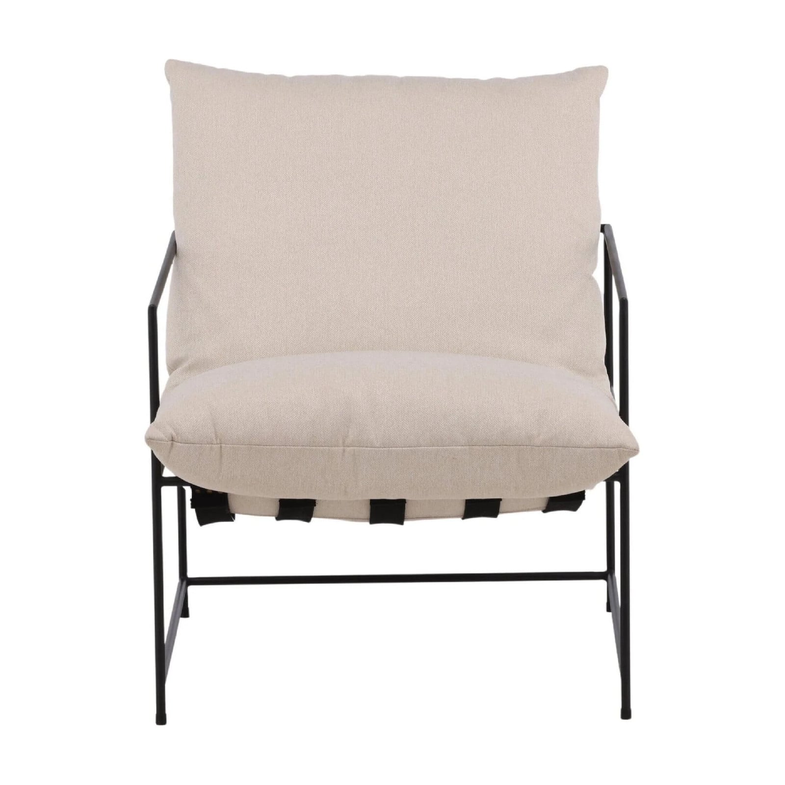 QUVIO Moderne Loungefauteuil - Wit linnen met zwart staal