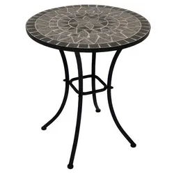 Bistrotisch rund Funchal - Farbe: schwarz (Gestell) / grau-weiß (Tischplatte) - Maß ca. Ø 60 x 70 cm