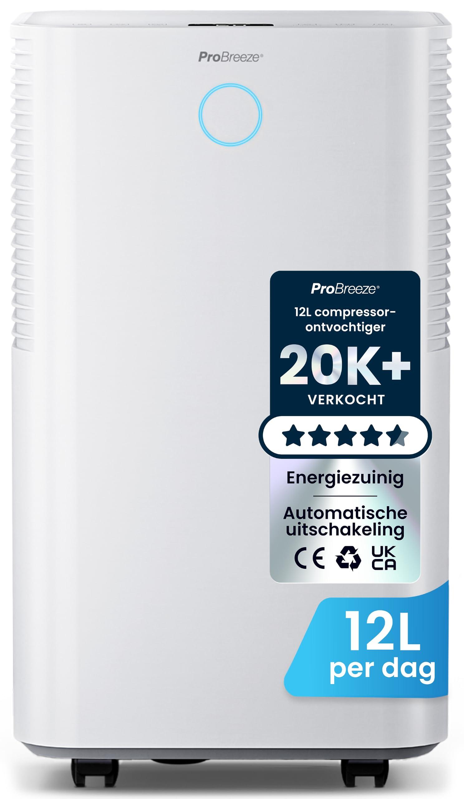 Luftentfeuchter 12 L/Tag, 24h-Timer, leise, 2L Tank, LED-Display