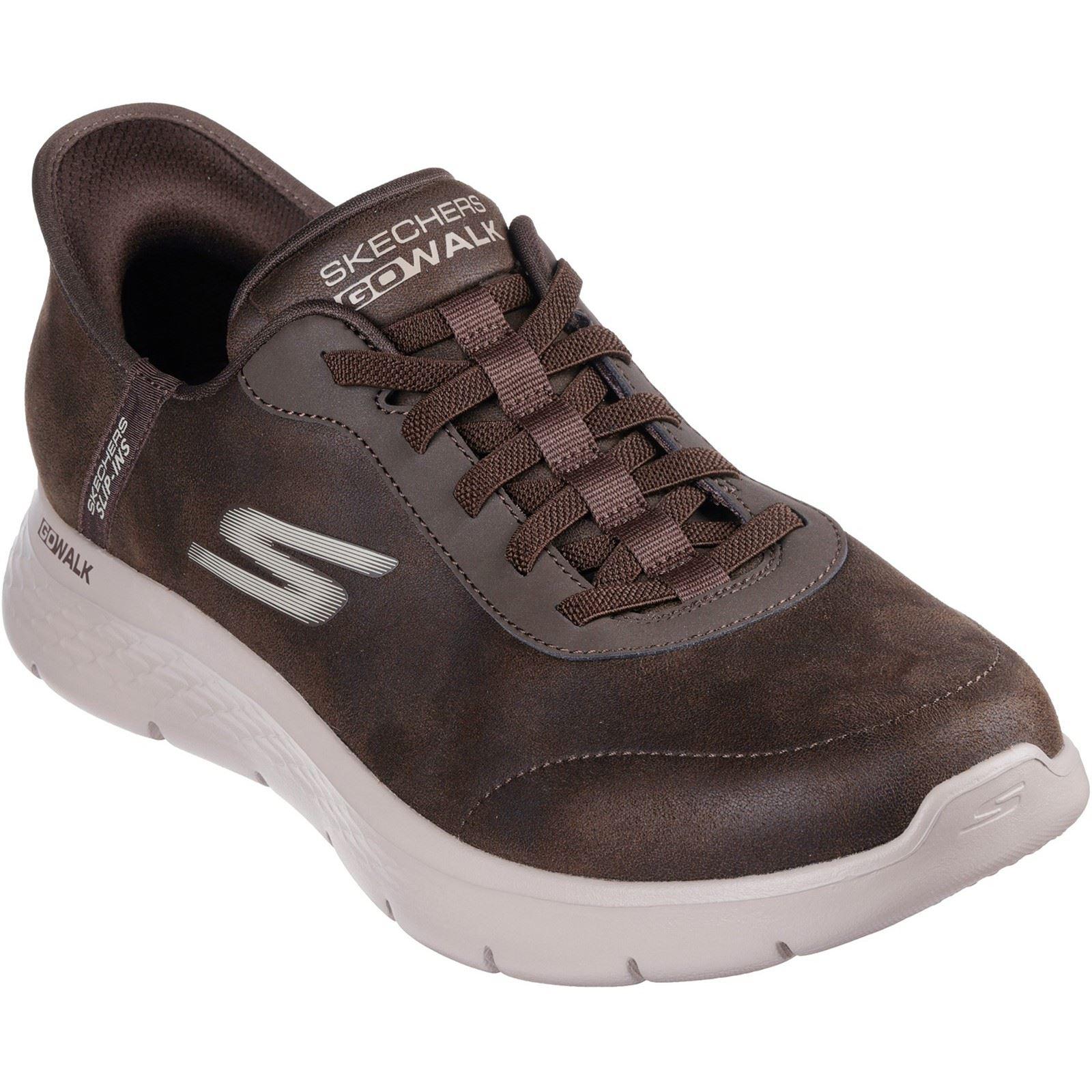 Skechers GO WALK Flex Smooth Motion Textil Herren Braune Laufschuhe