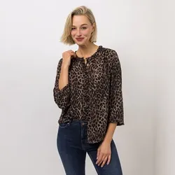 EVA LUTZ Bluse, Langarm mit Gummizug Rüschen-Detail leger weit
