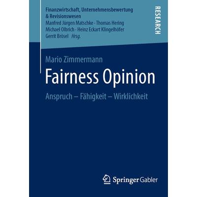 Fairness Opinion, Taschenbuch von Mario Zimmermann, Springer Fachmedien Wiesbaden GmbH, 978-3-658-12162-4
