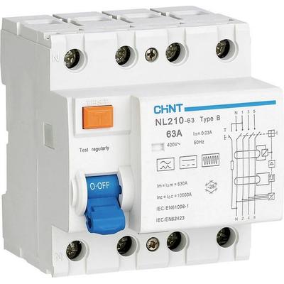 Chint 782000 Fehlerstrom-Schutzschalter allstromsensitiver FI B/10 kA 3polig 63A 0.03A