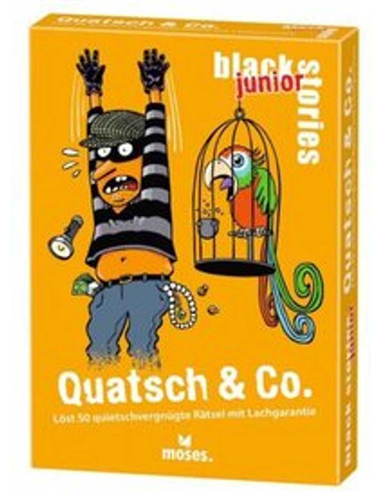 Moses Black Stories Junior Quatsch & Co. - Kaartspel met 50 grappige raadsels en scorechips