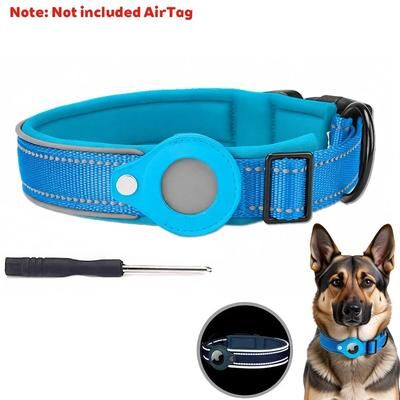 Uplifted Finds Integrated AirTag Reflective Tracking Pet Collar sky Blue (no Airtag) m