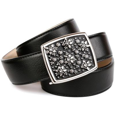 Ledergürtel ANTHONI CROWN, Damen, Gr. 95, schwarz, Leder, unifarben, Gürtel Ledergürtel, mit handgefertigter Glasur-Schließe, florales Muster