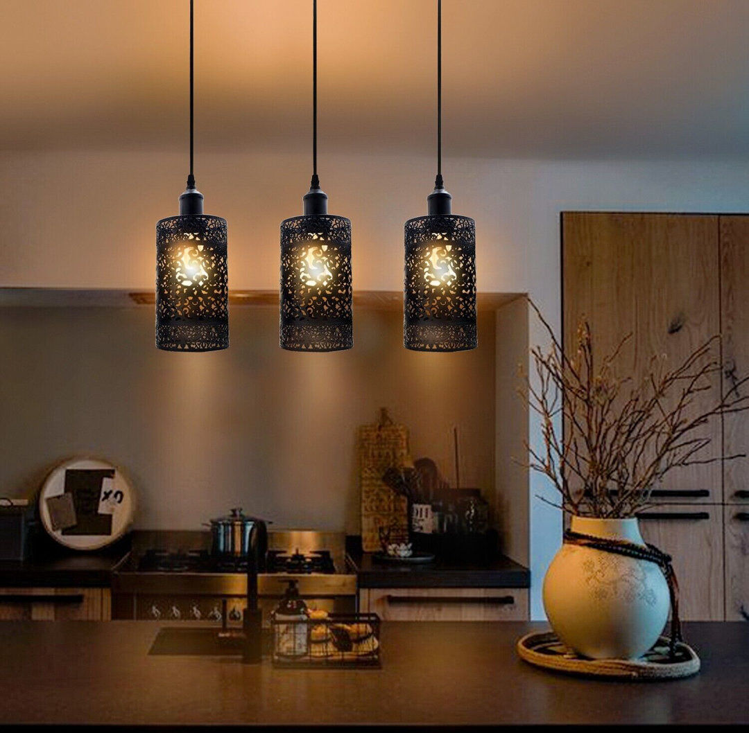 Latitude Vive Lulette 3 - Light Kitchen Island Pendant Brushed Copper, 125cm H X 60cm W X 60cm D