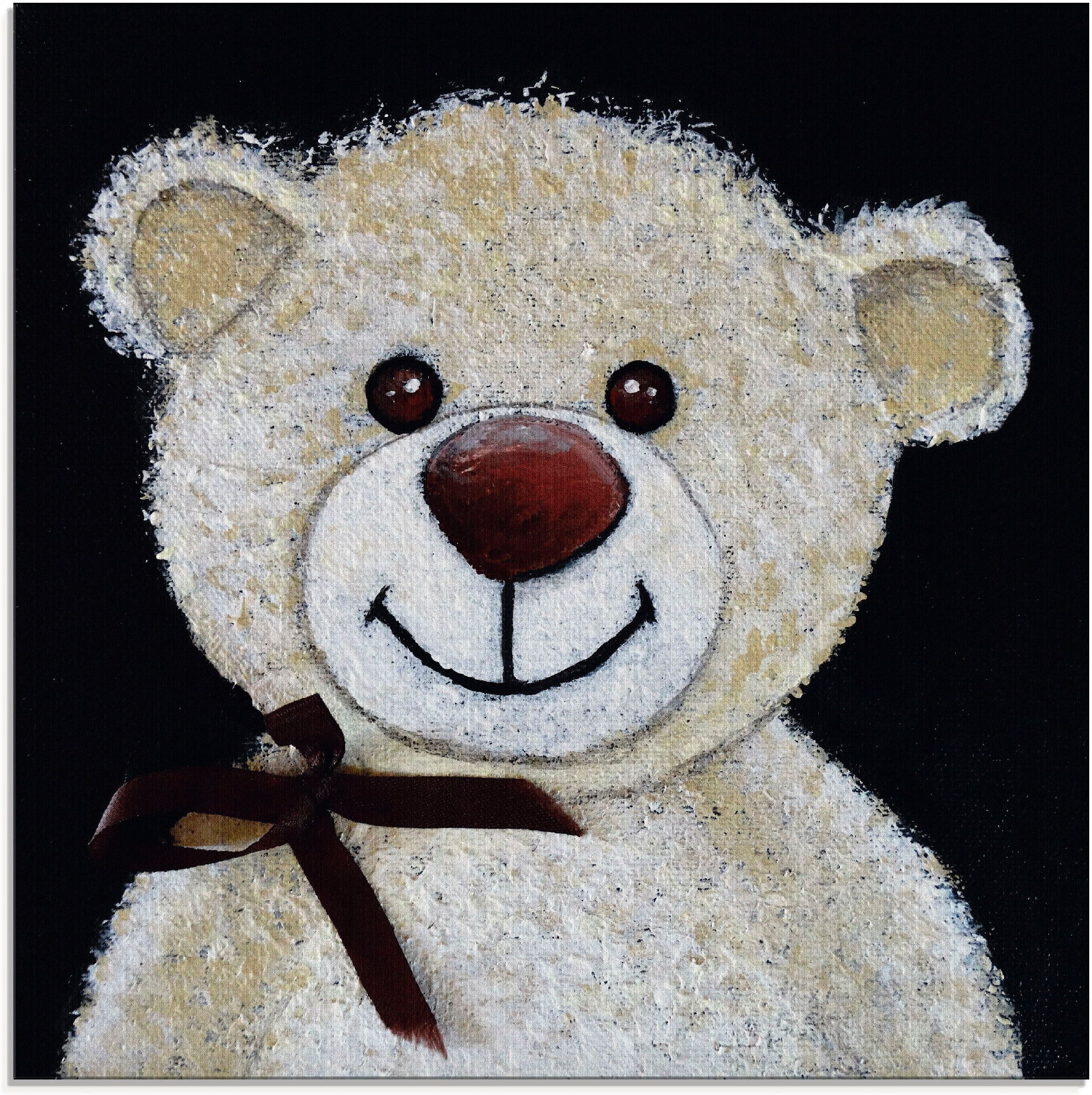 Glasbild ARTLAND "Teddybär", beige (farbe bild(er): naturfarben), B:40cm H:40cm, Bilder, Glasbild, in verschiedenen Grössen farbe bild(er): naturfarben B/H/T: 40cm x 40cm, Glasbild Spielzeuge quadratisch, 1 Stk.
