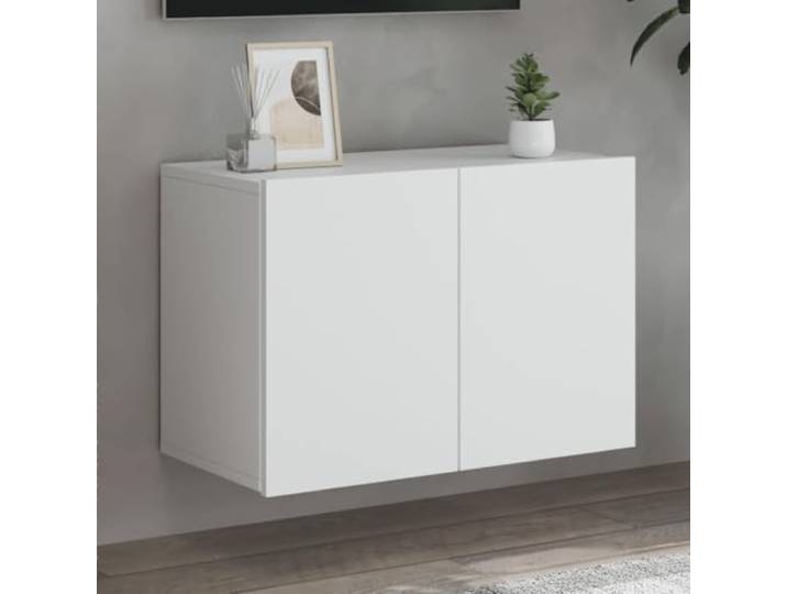 HEFZGDB TV Wandschrank Weiß 60x30x41 cm mit Wandmontage und reichlich Stauraum für Multimedia Geräte, robuster Holzwerkstoff TV-Ständer mit glatter Oberfläche, langlebig