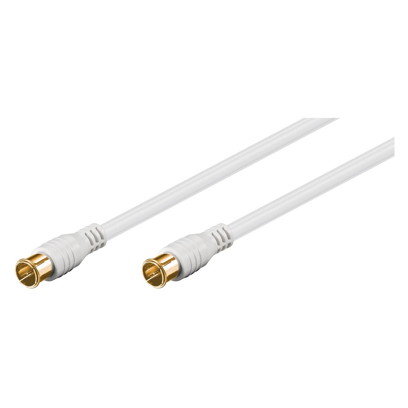 Goobay SAT Anschlusskabel, F-Quick, 100% geschirmt, vergoldet, Weiss, 2.5 m (80 dB, SAT Kabel) (62744)
