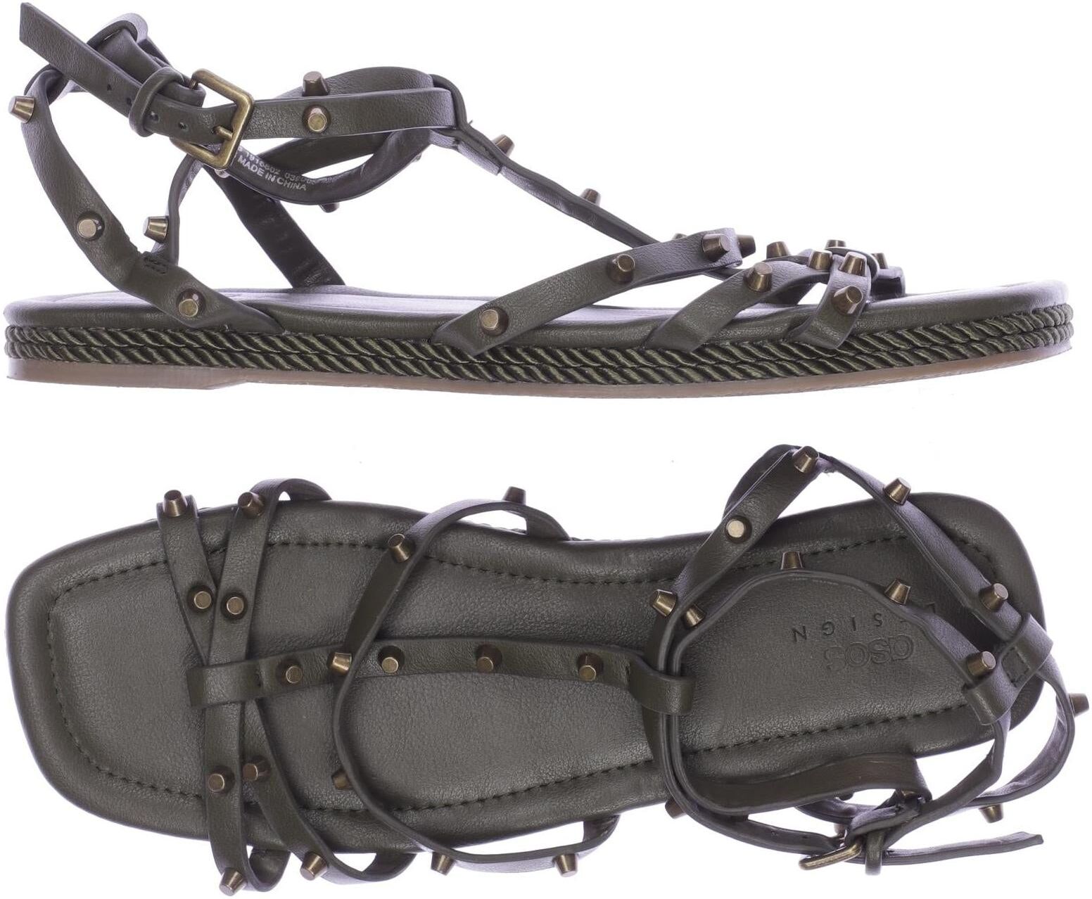 asos Damen Sandalen, Grün, Gr. EU 39, Kunstleder - Second Hand