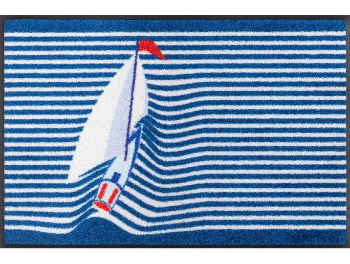Fussmatte Sailing Boat , blau, B:50cm H:7mm L:75cm, Polyamid, WASH+DRY BY KLEEN-TEX, Teppiche, Fussmatte