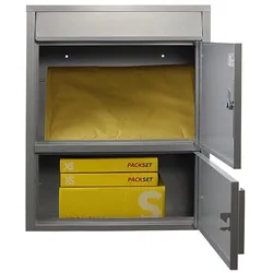 SafePost, Briefkasten, 921 TIAMAT Briefkasten mit Paketfach silb