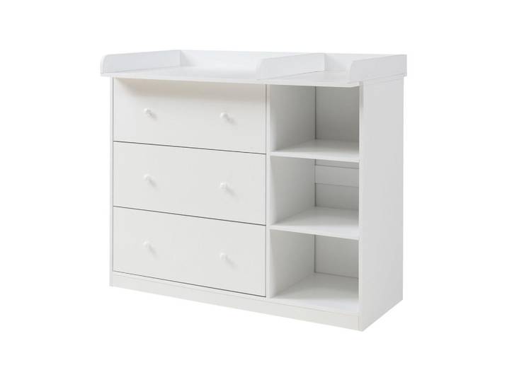 [en.casa] Wickelkommode Beldinupp, Weiß, Holzwerkstoff, 3 Schubladen, Rechteckig, 55x93x110 cm, Baby- und Kindermöbel, Babyzimmer, Wickelkommode & Zubehör, Wickelkommoden