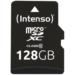 Intenso Micro-SDHC Speicherkarte, 128 GB, 10MB/s Class 10, mit SD-Adapter für Digital Cameras, Camcorders, Notebooks