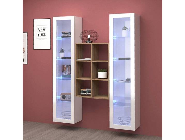 Vitrine Fulvio Dmora en Bois Laqué Blanc Brillant 30x40x180h cm