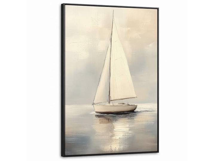 MuchoWow Leinwand Bilder mit Rahmen - Segelschiff - Meer - Bewölkt - 80x120, Creme, Rechteckig, 80x120 cm, gerahmt, Bilder & Rahmen, Bilder, Leinwandbilder