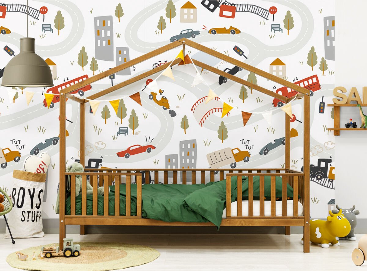 Bopita Robin huisbed voor kinderen van massief hout - Rose Wood - 90 x 200 cm