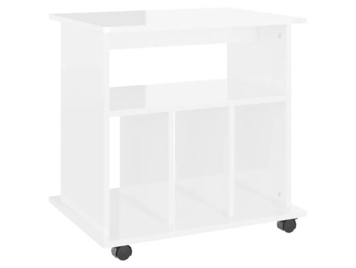 HKLGBVCR Rollschrank, weiß, glänzend, 60 x 45 x 60 cm, Holz Rechteckige Oberseite für Drucker, Papier und Zubehör, zwei feststellbare Rollen, klarer und moderner Stil