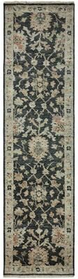 KALATY Amaris Charcoal Botanical Hand Knotted Wool Area Rug