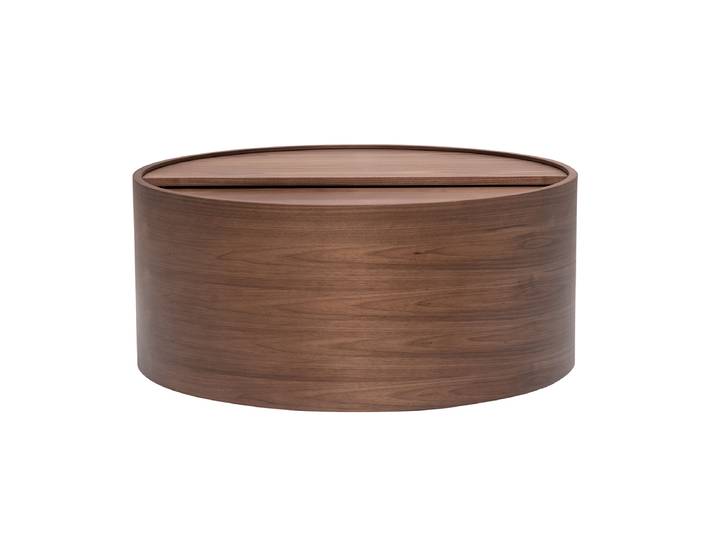 Table basse ronde bois foncé noyer avec plateau pivotant et rangement D80 cm DALI