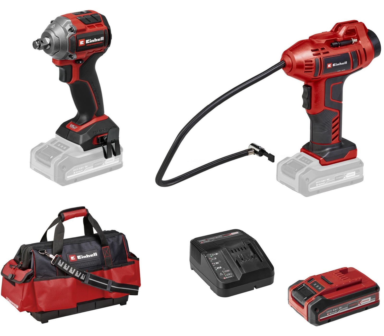 Einhell Professional machineset TP-CW 18/260+ CE-CC 18 Kit, rood/zwart