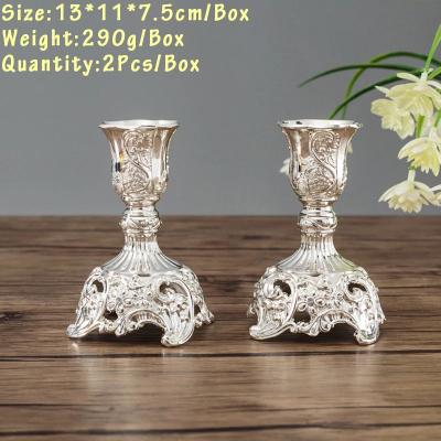 Uplift Treasures European Metal Candlestick Holders Set Of 2 Gold And Silver 9 2pcs