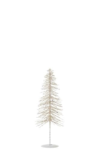 J-Line Decoratieve Kerstboom met Glitter - Wit/Zilver - Small