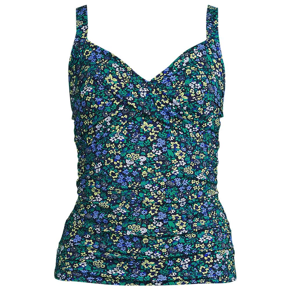 Tankinitop CHLORRESISTENT mit V-Ausschnitt für Damen, Damen, size: regular, Blau, Nylon-Mischung, by Lands' End