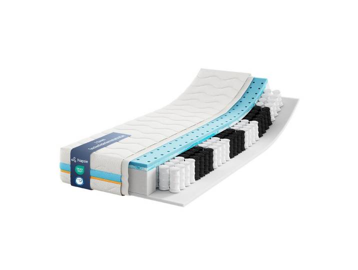 Taschenfederkernmatratze 22 cm 7-Zonen H2/H3 mit Visco-Komfort und Bewegungsisolation, Napsie, 22 cm hoch, Atmungsaktiver Bezug, waschbar und stabile Unterstützung