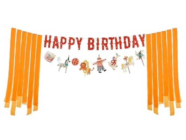 Grote vintage circus verjaardagsfeestje banner - 2,75 m Happy Birthday-achtergrond - grote feestdecoratie voor kinderen