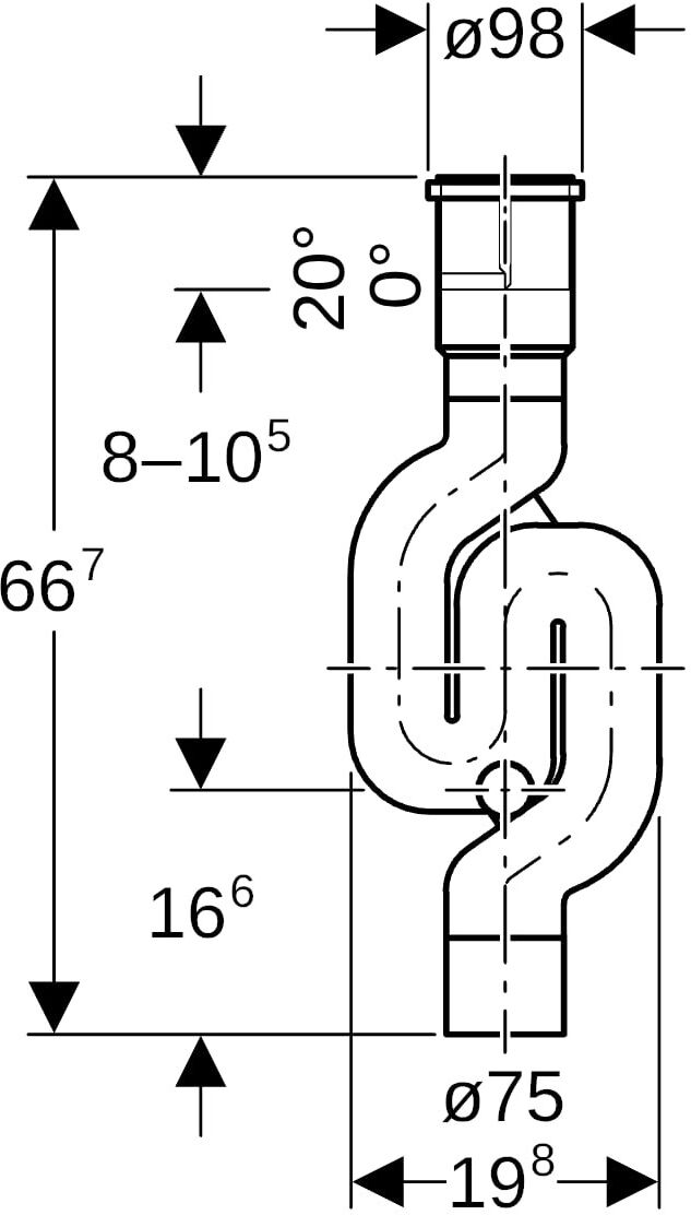 Geberit PE Regenrohr-Geruchverschluss DN70 mit Reinigungsöffnung 365813161