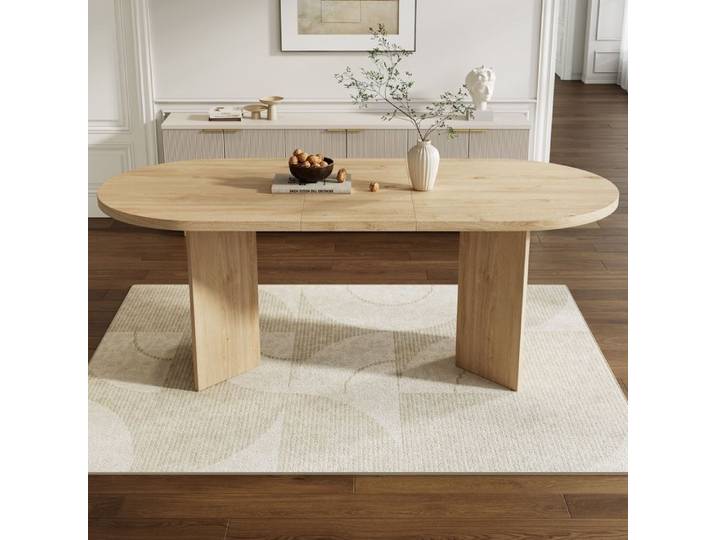 Table à Manger Ovale 160 x 80 cm Table à Manger aux Coins Arrondis Convient pour 6-8 Personnes Table de Cuisine Moderne Chêne