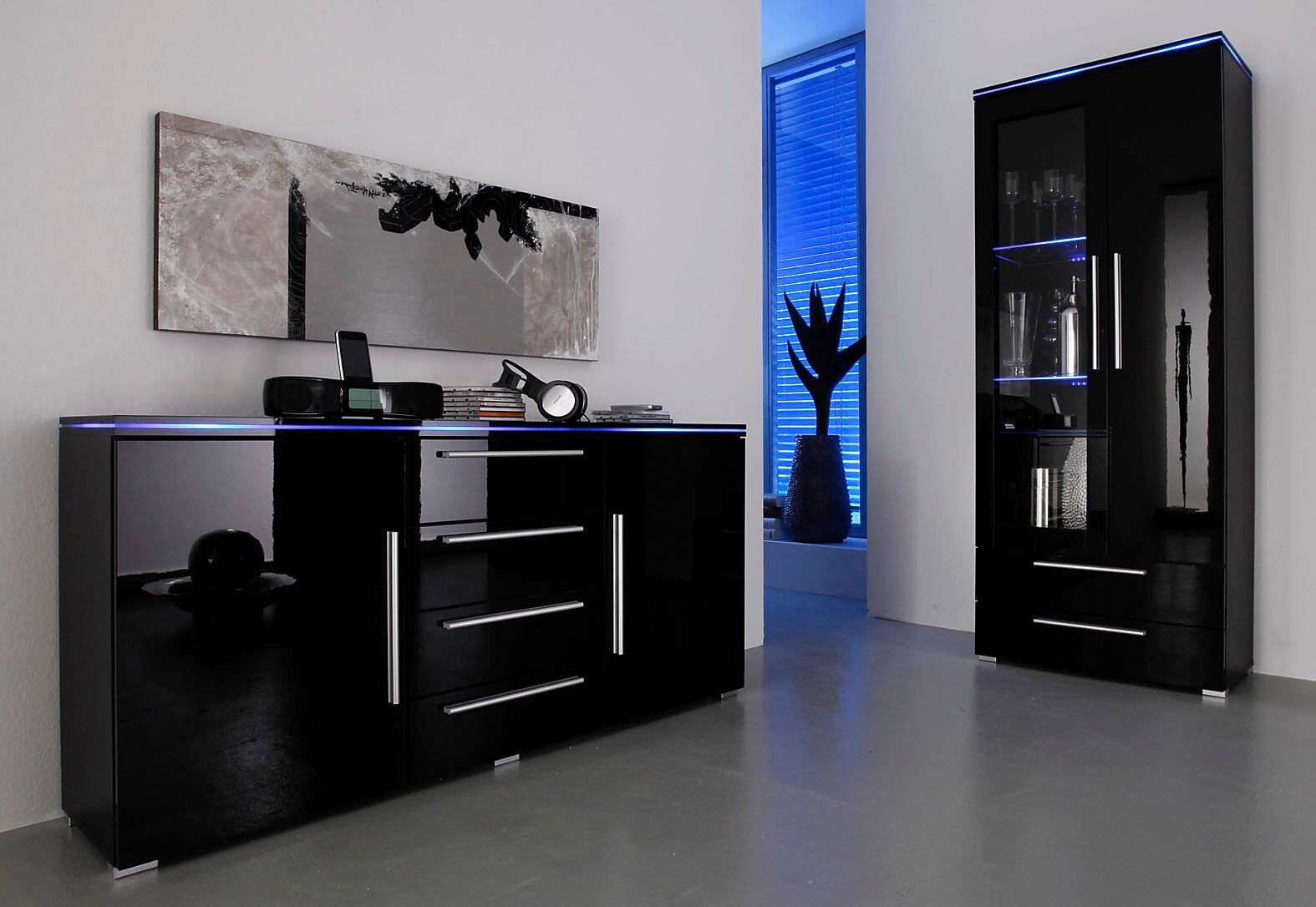 Sideboard HÖLTKEMEYER "Line", schwarz, Sideboards, Sideboard, Breite 135 cm schwarz Einheitsgröße
