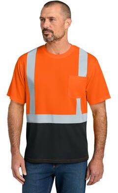 CornerStone CS205 ANSI 107 Class 2 Short Sleeve Mesh Blocked Top in Safety Orange/Black size 2XL   Polyester/mesh