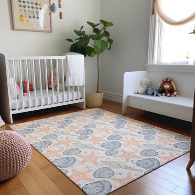 Addison Rugs Premium Washable Super Soft Starfish Seashells Coastal Mayfield Rug