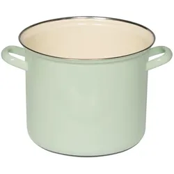 Riess Topf mit Chromrand Ø22cm 6L Pastell Nilgrün Emaille
