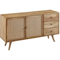 FineBuy Design Sideboard 140x75x40 cm Mango Massivholz Anrichte Kommodenschrank
