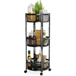 Vicco, Servierwagen, Rollwagen Falto, Schwarz, 37.5 x 88 cm, mit 3 praktischen Körben
