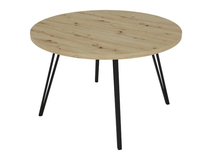Mid.you Esstisch, Schwarz, Eiche Artisan, Metall, rund, Haarnadel, 120x76x120 cm, Esszimmer, Tische, Esstische, Esstische rund