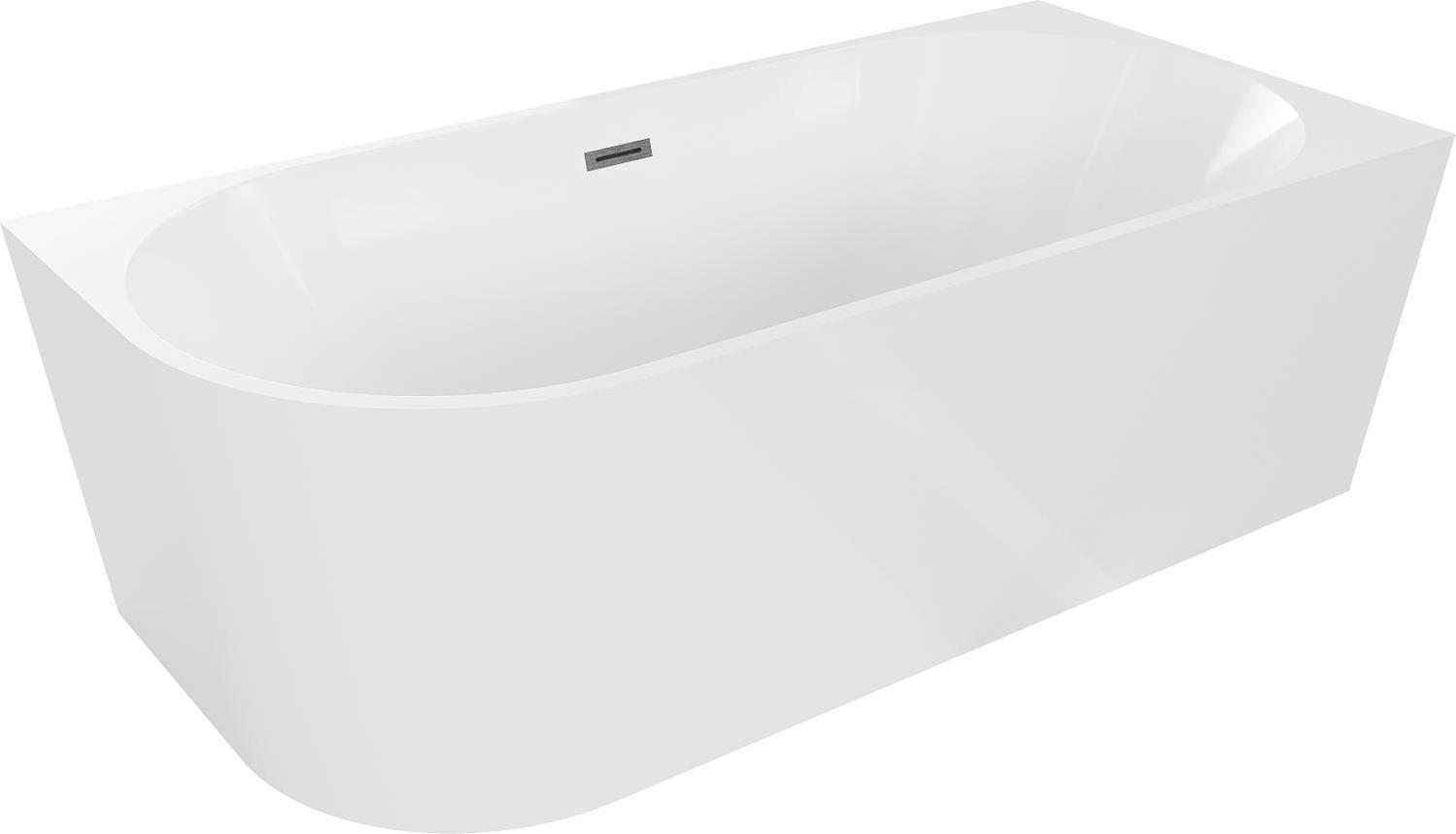 Mexen Mia freistehende rechte Eckbadewanne 160 x 75 cm, weiß, Abfluss gun gray gebürstet - 52691607500P-66