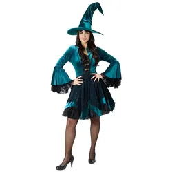 Kleid "Hexe" aus Samt, petrol-schwarz